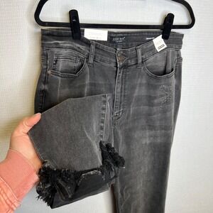 Judy Blue Women's Skinny Fit Jeans Distressed Frayed Hem High Waist Size 14W‎